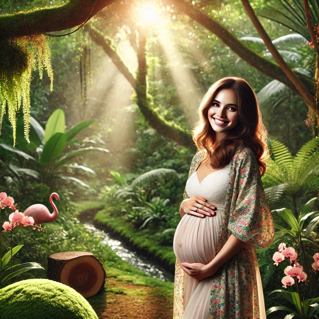 Here is the nature-themed pregnancy photo with a serene outdoor setting, highlighting the peaceful and magical atmosphere. I hope it matches what you were looking for! 