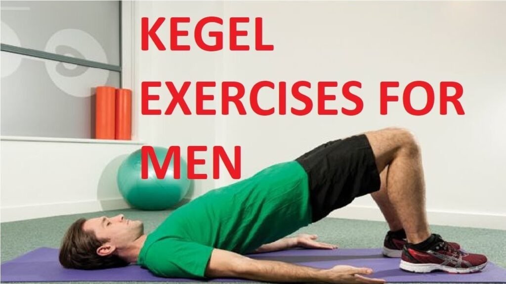 "Man performing Kegel exercises with focused posture, demonstrating proper pelvic floor muscle engagement for improved health, urinary control, and enhanced sexual function."