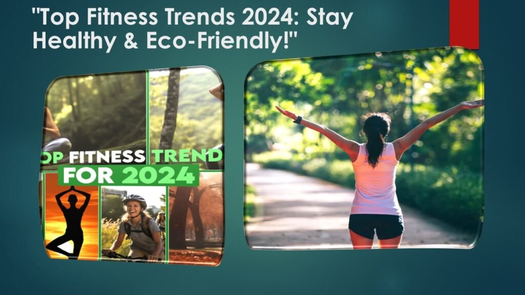 "People enjoying eco-friendly fitness activities outdoors, practicing sustainable workout routines with recycled equipment, embracing fitness trends 2024."