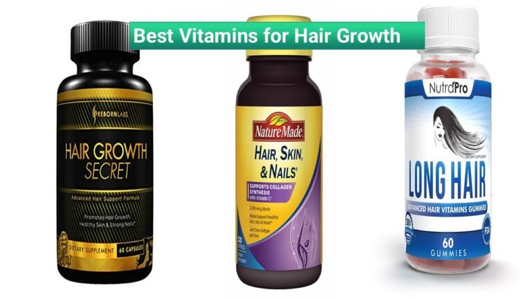 Image showing a variety of nutrient-rich foods for healthy hair growth, including leafy greens, nuts, seeds, whole grains, and eggs, representing the best vitamins for hair growth, such as vitamins A, C, D, E, and B vitamins.